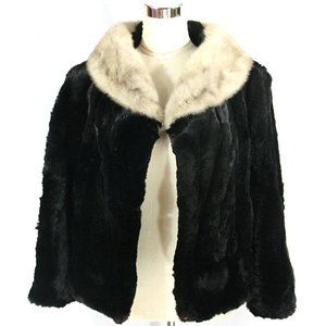 Vintage Annis Mink & Faux Fur Shawl Collar Cropped Swing Coat w Hanger McLeans